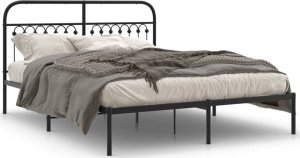 vidaXL VidaXL Metal Bed Frame with Headboard Black 59.1"x78.7" 1