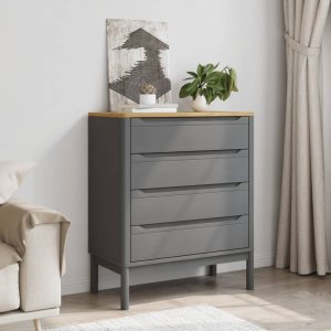 vidaXL VidaXL Chest of Drawers FLORO Gray Solid Wood Pine 1