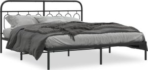 vidaXL VidaXL Metal Bed Frame with Headboard Black 76"x79.9" King 1