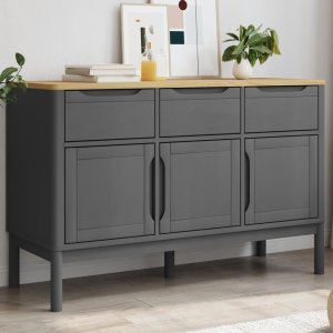 vidaXL VidaXL Sideboard FLORO Gray 44.9"x16.9"x29.1" Solid Wood Pine 1