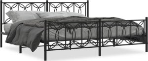 vidaXL VidaXL Metal Bed Frame with Headboard and Footboard Black 76"x79.9" King 1