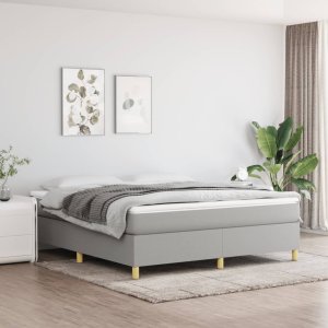 vidaXL VidaXL Bed Frame Light Gray 76"x79.9" King Fabric 1