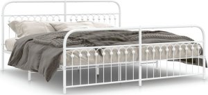 vidaXL VidaXL Metal Bed Frame with Headboard and Footboard White 76"x79.9" King 1