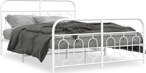 vidaXL VidaXL Metal Bed Frame with Headboard and Footboard White 59.1"x78.7" 1