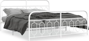 vidaXL VidaXL Metal Bed Frame with Headboard and Footboard White 76"x79.9" King 1