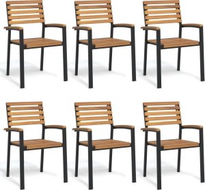 vidaXL VidaXL Stackable Patio Chairs 6 pcs Solid Wood Acacia and Metal 1