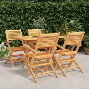 vidaXL VidaXL 5 Piece Patio Dining Set Solid Wood Teak 1