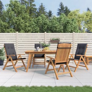 vidaXL VidaXL Reclining Patio Chairs with Cushions 4 pcs Solid Wood Teak 1