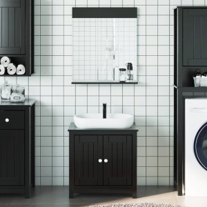 vidaXL VidaXL 2 Piece Bathroom Furniture Set BERG Black Solid Wood Pine 1