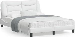 vidaXL VidaXL Bed Frame with Headboard White 53.9"x74.8" Full Faux Leather 1