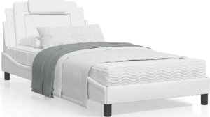 vidaXL VidaXL Bed Frame with LED Lights White 39.4"x79.9" Twin XL Faux Leather 1