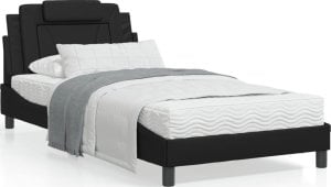 vidaXL VidaXL Bed Frame with Headboard Black 39.4"x74.8" Twin Faux Leather 1