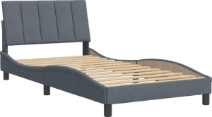 vidaXL VidaXL Bed Frame with Headboard Dark Gray 39.4"x74.8" Twin Velvet 1