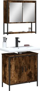 vidaXL VidaXL 2 Piece Bathroom Furniture Set Smoked Oak Engineered Wood 1