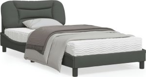 vidaXL VidaXL Bed Frame with Headboard Dark Gray 39.4"x74.8" Twin Fabric 1