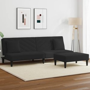 vidaXL VidaXL 2 Piece Sofa Set with Pillows Black Velvet 1