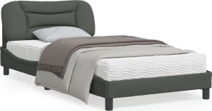 vidaXL VidaXL Bed Frame with Headboard Dark Gray 39.4"x79.9" Twin XL Fabric 1