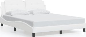 vidaXL VidaXL Bed Frame with Headboard White 59.8"x79.9" Queen Faux Leather 1