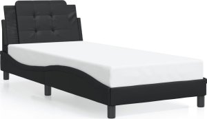 vidaXL VidaXL Bed Frame with Headboard Black 39.4"x79.9" Twin XL Faux Leather 1