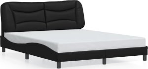 vidaXL VidaXL Bed Frame with Headboard Black 59.8"x79.9" Queen Faux Leather 1