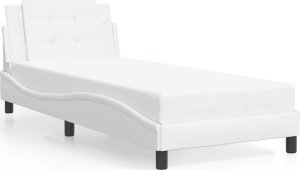 vidaXL VidaXL Bed Frame with LED Light White 39.4"x74.8" Twin Faux Leather 1