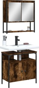 vidaXL VidaXL 2 Piece Bathroom Furniture Set Smoked Oak Engineered Wood 1