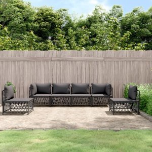 vidaXL VidaXL 6 Piece Patio Lounge Set with Cushions Anthracite Steel 1