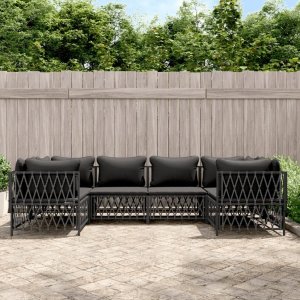 vidaXL VidaXL 6 Piece Patio Lounge Set with Cushions Anthracite Steel 1