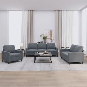 vidaXL VidaXL 3 Piece Sofa Set with Cushions Dark Gray Velvet 1