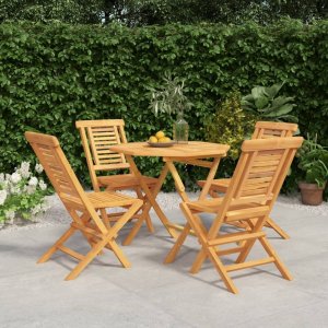 vidaXL VidaXL 5 Piece Patio Dining Set Solid Wood Teak 1