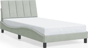 vidaXL VidaXL Bed Frame with LED Lights Light Gray 39.4"x79.9" Twin XL Velvet 1