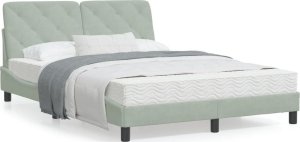 vidaXL VidaXL Bed Frame with Headboard Light Gray 53.9"x74.8" Full Velvet 1