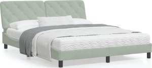 vidaXL VidaXL Bed Frame with Headboard Light Gray 59.8"x79.9" Queen Velvet 1