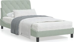 vidaXL VidaXL Bed Frame with Headboard Light Gray 39.4"x74.8" Twin Velvet 1