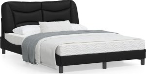 vidaXL VidaXL Bed Frame with Headboard Black 53.9"x74.8" Full Faux Leather 1