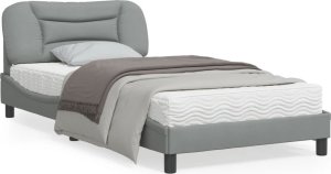 vidaXL VidaXL Bed Frame with Headboard Light Gray 39.4"x79.9" Twin XL Fabric 1