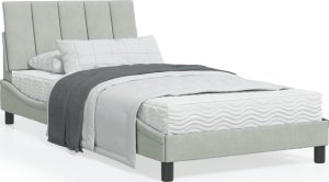 vidaXL VidaXL Bed Frame with Headboard Light Gray 39.4"x79.9" Twin XL Velvet 1