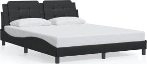 vidaXL VidaXL Bed Frame with Headboard Black 59.8"x79.9" Queen Faux Leather 1