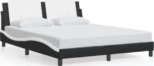 vidaXL VidaXL Bed Frame with Headboard Black and White 59.8"x79.9" Queen Faux Leather 1