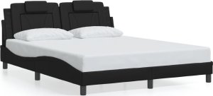 vidaXL VidaXL Bed Frame with Headboard Black 59.8"x79.9" Queen Faux Leather 1