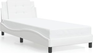 vidaXL VidaXL Bed Frame with Headboard White 39.4"x79.9" Twin XL Faux Leather 1