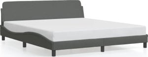 vidaXL VidaXL Bed Frame with Headboard Dark Gray 59.8"x79.9" Queen Fabric 1