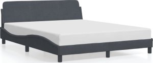 vidaXL VidaXL Bed Frame with Headboard Dark Gray 59.8"x79.9" Queen Velvet 1