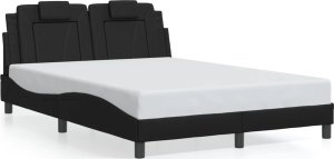 vidaXL VidaXL Bed Frame with Headboard Black 53.9"x74.8" Full Faux Leather 1