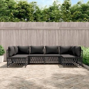 vidaXL VidaXL 6 Piece Patio Lounge Set with Cushions Anthracite Steel 1