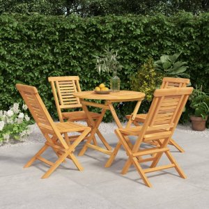 vidaXL VidaXL 5 Piece Patio Dining Set Solid Wood Teak 1