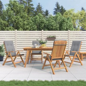 vidaXL VidaXL Reclining Patio Chairs with Cushions 4 pcs Solid Wood Teak 1