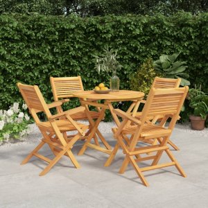 vidaXL VidaXL 5 Piece Patio Dining Set Solid Wood Teak 1