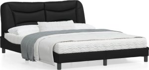 vidaXL VidaXL Bed Frame with Headboard Black 59.8"x79.9" Queen Faux Leather 1