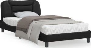 vidaXL VidaXL Bed Frame with Headboard Black 39.4"x74.8" Twin Faux Leather 1